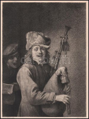 David Teniers után, Abel Lurat (1829-1890) metszése: L'ouie. Rézkarc, papír, jelzett a metszeten...