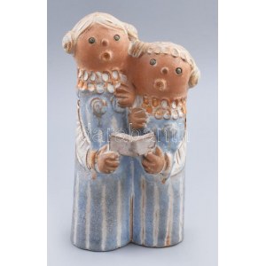 Kiss Roóz Ilona (1920-2010): Éneklő pár. Jelzett, kopással, m: 19,5 cm