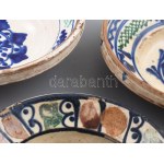 3 darab tál. Torda, 19. sz. második fele, mázas kerámia, sérülésekkel, restaurálással, d: 23...