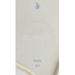 Antik Óherendi virágmintás főzelékes tál, jelzett, Dezs 78, kopásokkal, d: 25,5 cm