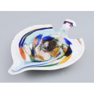 Murano többrétegű színezett üveg asztaldísz, kézzel formált, jelzés nélkül, hibátlan, 26x19...