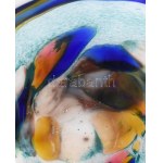Murano többrétegű színezett üveg asztaldísz, kézzel formált, jelzés nélkül, hibátlan, 26x19...