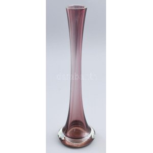 Murano lilaüveg váza, jelzés nélkül, minimális pattogzással, m: 32,5 cm