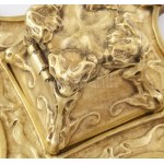 Szecessziós stílusú bronz kalamáris, m: 10 cm