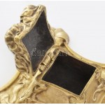Szecessziós stílusú bronz kalamáris, m: 10 cm