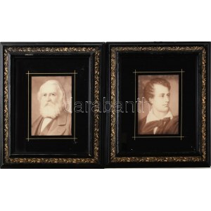 Longfellow, Byron 2 db üveg nyomat. XIX: sz. vége Kissé sérült aranyozott keretben...