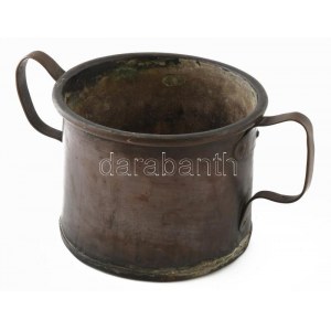 19. sz. második fele, masszív bronz fazék, korának megfelelő, jó állapotban, d: 22 cm, m...