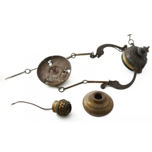 Antik bronz csillár, búra nélkül. d: 38 cm