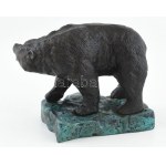 Jelzés nélkül: Grizzly medve. Öntött, patinázott bronz, m: 13 cm
