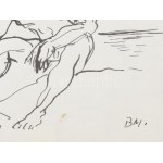 Borsos Miklós (1906-1990):Rajzoló akt. Ofszet, papír, jelzett a nyomaton...