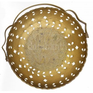 Bronz kínáló, d: 15 cm, m: 14 cm