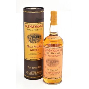 1993 The Glenmorangie Single Highland Malt Scotch Whisky 10 years old, kissé foltos díszdobozzal...