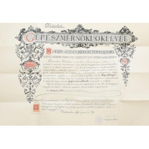 1904 Gépészmérnök diploma hajtva