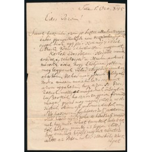 1845 Pigay Antal, Széchenyi Ferencz gróf titoknokának autográf levele Úry József későbbi 1848-as honvédnek, ügyvédnek...