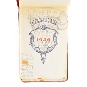 1936 Zsebnaptár, benne számos ceruzával írt feljegyzéssel...