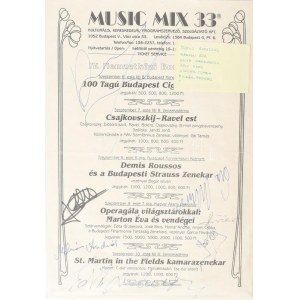 Music Mix Program 33 aláírásokkal: Demis Roussos, Marton Éva, Molnár András, stb....