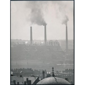 1966 Schwanner Endre (1928-2021): Pécs látképe, vintage fotóművészeti alkotás, feliratozva...
