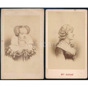 cca 1870 Marguerite de Valois (Valois Margaréta) és Mme Roland, 2 db keményhátú fénynyomat, utóbbi E...