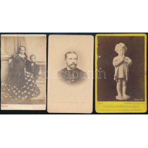 cca 1865-1873 Vegyes fotó tétel, 3 db, közte portréfotók (2 db...