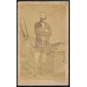 cca 1870 Székely úr portréja, vizitkártya Veress Ferenc (1832-1916) kolozsvári műterméből, kissé ázott, foltos, 10...