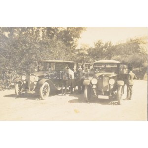 1924 Kemál pasa autói Angorában, 7 db ilyen Benz-típusú autója volt, hátoldalon magyarul feliratozott eredeti fotó...