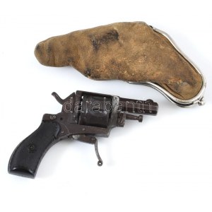 Antik Bulldog revolver, hatástalanított, tokkal / Antique Obsolete Calibre Plated ...