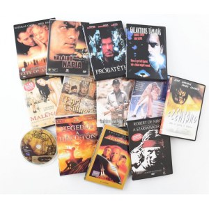 Vegyes műsoros DVD tétel, 12+1 db. Közte Egri Csillagok, Armageddon, Szarvasvadász, City of Angels, Hegedűs a háztetőn....