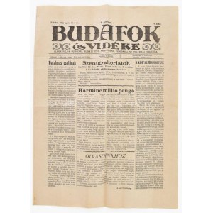 1930 Budafok és vidéke politikai hetilap V. évf. 14. száma, 1930. ápr. 5., 4 p.