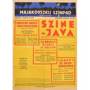 1958 Majakovszkij Színpad, Margitsziget műsorplakát, hajtott, 70×50 cm