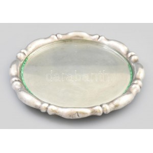 Ezüst (Ag) art deco, gömbös lábú tálca jelzett, dianás jelzéssel, mesterjegyes 738 g d: 33 cm ...