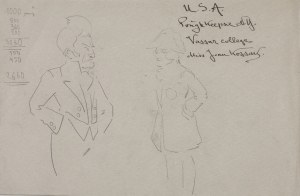 Karol Kossak (1896-1975), Szkice postaci męskich – popiersie w surducie, mężczyzna stojący w surducie i bikornie, [1922]