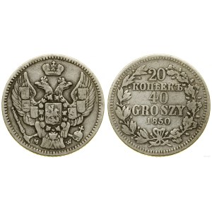 Polska, 20 kopiejek = 40 groszy, 1850 MW, Warszawa