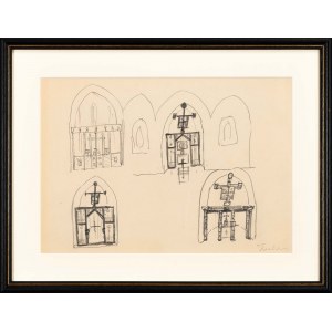 Jerzy Nowosielski (1923-2011), Sketch of the iconostasis and arrangement of the St. Dorothy Chapel at the Augustinian Church in Cracow for the Greek Catholic parish, early 1970s.