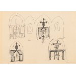 Jerzy Nowosielski (1923-2011), Sketch of the iconostasis and arrangement of the St. Dorothy Chapel at the Augustinian Church in Cracow for the Greek Catholic parish, early 1970s.