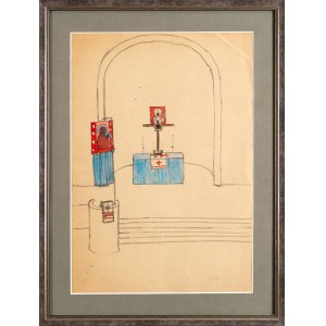 Jerzy Nowosielski (1923-2011), Sketch of the decor of the chancel at the Redemptorist Fathers' Church of St. Benno in Warsaw, ca. 1965.