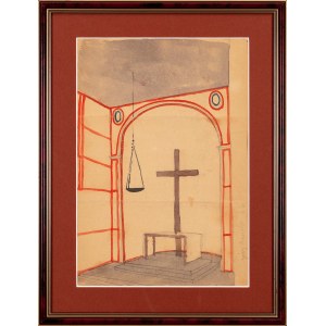 Jerzy Nowosielski (1923-2011), Náčrt usporiadania presbytéria v kostole svätého Františka z Assisi v Izabeline, 1946