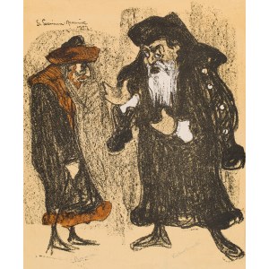 Stanislaw Szreniawa - Rzecki (1888 Warsaw - 1972 Warsaw), Jozef Kotarbinski as Shylock and Stanislaw Bronicz as Tubax in Shakespeare's play The Merchant of Venice