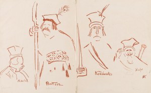 Karol Frycz (1877 Cieszkowy - 1963 Kraków), Zelwerowicz, Kotarbiński i Jednowski jako Lichocki, Bartosz i Nicefor oraz Kościuszko w sztuce Anczyca „Kościuszko pod Racławicami”, 1904