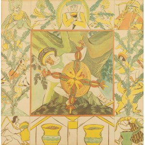 Zofia Stryjeńska (1891 Krakau - 1976 Genf), Die Eiche von Swiatowid aus der Mappe Magie Slave (Slawische Gusen), 1934