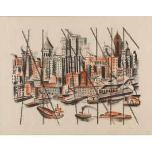 Irena Hassenberg (Reno) (1884 Warszawa - 1953 Paryż), Vue des Docks z cyklu New York par Reno, około 1935
