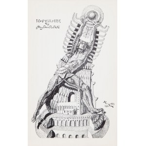 Stanislaw Szukalski (1893 Warta near Sieradz - 1987 Los Angeles), Copernicus / Krak. - design for two sides of a monument entitled Stopping the Sun, 1970s.