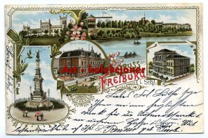 Świebodzice - Freiburg - Litografie - Pozlacená