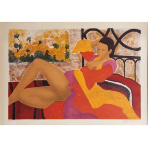 Alain Bonnefoit (b. 1937), Woman in Bed