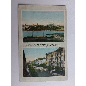 POCZTÓWKA WARSZAWA OD STRONY WISŁY I ULICA MARSZAŁKOWSKA PRZEDWOJENNA 1921 R