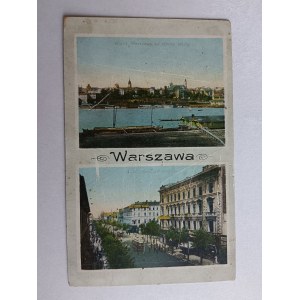 POSTKARTE WARSCHAU VON DER WIESELSEITE UND DER MARSZAŁKOWSKA-STRASSE AUS DER VORKRIEGSZEIT 1921