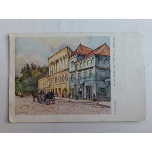 POSTKARTE POLNISCHE MALEREI TRZEBIŃSKI WILNO STARE DOMY ZAMKOWA STRASSE VORKRIEGSZEIT