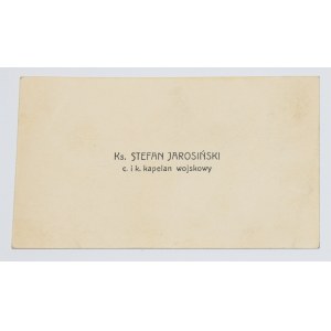 Business card. Rev. STEFAN JAROSIŃSKI c. and k. military chaplain.