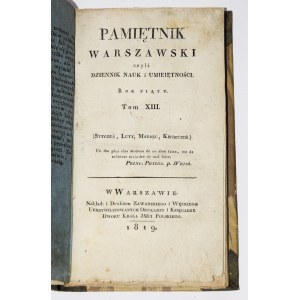 [MICKIEWICZ Adam pierwodruk!]. Pamiętnik Warszawski czyli Dziennik Nauk i Umiejętności. 1819. Rok piąty. Tom XIII. Z. 1 (styczeń). Warszawa 1819.