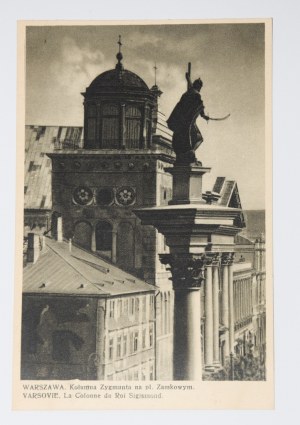 VARŠAVA. Zikmundův sloup na Hradním náměstí. - VARŠAVA. La Colonne du Roi Sigismond. 1937.