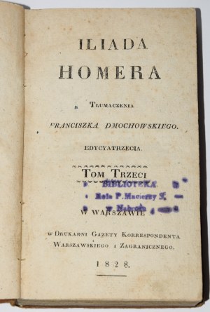 HOMER - Iliade. T. 3. 1828.
